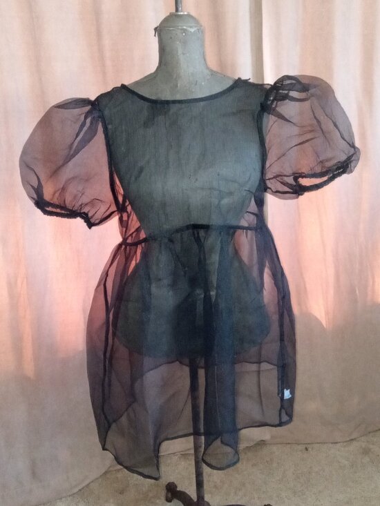 wild fable Dresses & Skirts - SOLD Wild Fable Sheer Organza Puff Sleeve Babydoll Dress Cyber Goth NWT Large